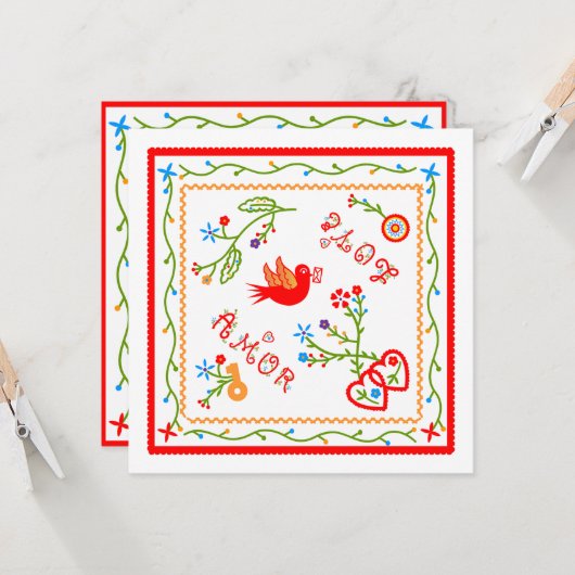 Portugese zakdoeken huwelijksverjaardag kaart (Voorkant / Achterkant in situ)