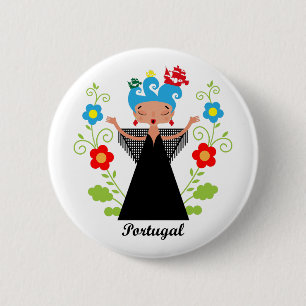 Portugese zangeres Fado Ronde Button 5,7 Cm