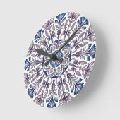 Portuguese Azulejo Blue Floral Pattern Wall Clock Ronde Klok (Hoek)