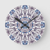 Portuguese Azulejo Blue Floral Pattern Wall Clock  Ronde Klok (Voorkant)
