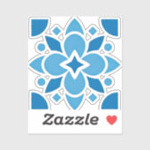 Portuguese Azulejo Blue Tile Floral Vinyl Sticker  (Vel)