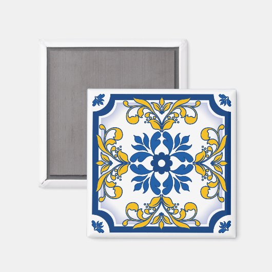 Portuguese Azulejo Ceramic Tile Magneet (Voorkant / Achterkant)