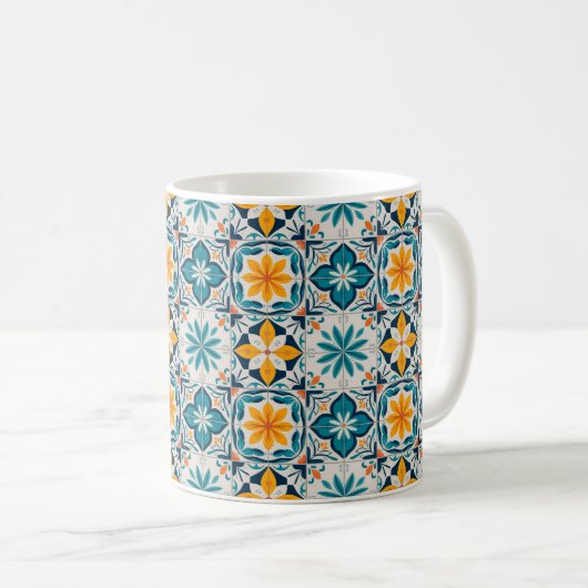 Portuguese Azulejo Mug – Traditional Tile Pattern  Koffiemok (Voorkant rechts)