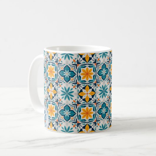 Portuguese Azulejo Mug – Traditional Tile Pattern  Koffiemok (Voorkant links)