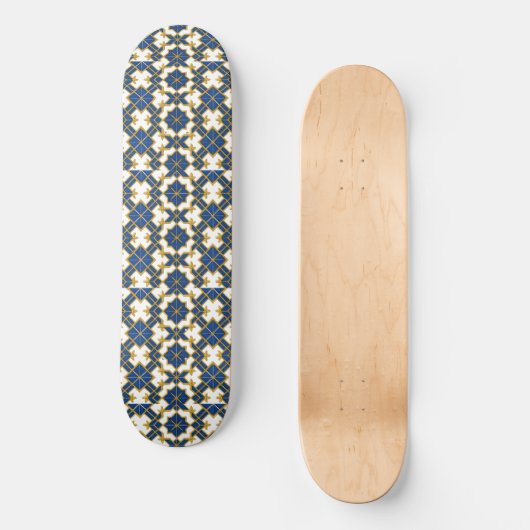Portuguese Azulejo Pattern Skateboard Deck – Blue (Voorkant)