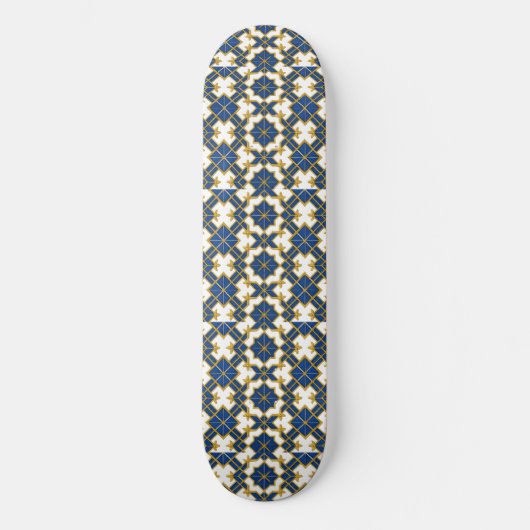 Portuguese Azulejo Pattern Skateboard Deck – Blue (Voorkant)