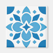 Portuguese Azulejo Tile Blue Pattern Square Magnet (Voorkant)