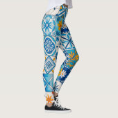 Portuguese Azulejo Tile Leggings – Blue & Yellow M (Rechts)