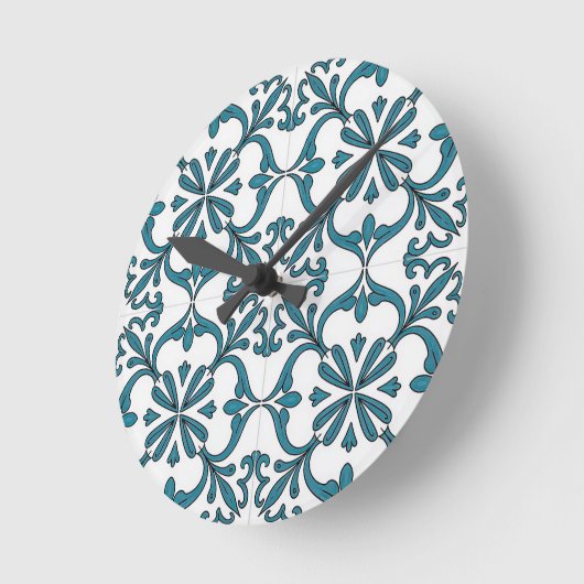 Portuguese Azulejo Wall Clock – Blue Floral Tile P Ronde Klok (Hoek)