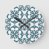 Portuguese Azulejo Wall Clock – Blue Floral Tile P Ronde Klok (Voorkant)