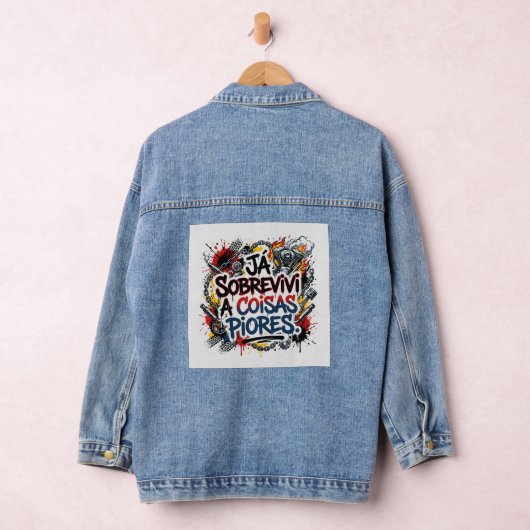 Portuguese biker quote – graffiti  denim jacket (Hangar)