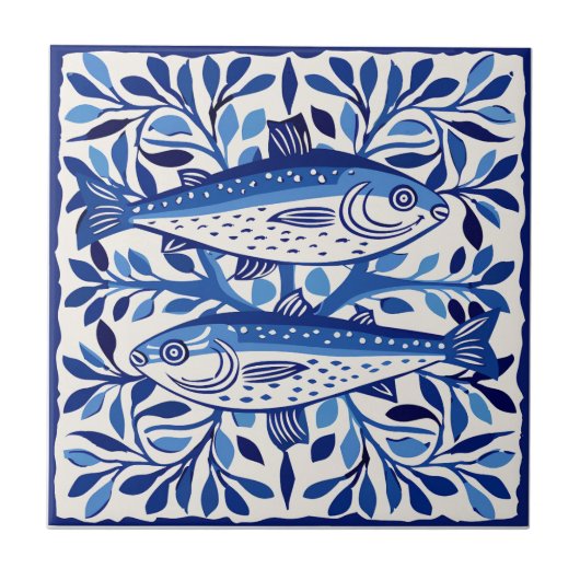 Portuguese Blue and White Sardine Tegeltje (Voorkant)