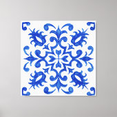 Portuguese Blue Tile central round medallion Canvas Afdruk (Voorkant)