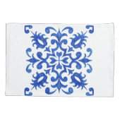 Portuguese Blue Tile central round medallion Kussensloop (Achterkant-Links)