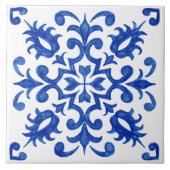 Portuguese Blue Tile central round medallion Tegeltje (Voorkant)