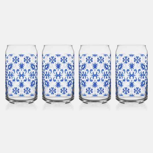 Portuguese Blue Tile Monogram  Blikvorm Glas (Rechts)