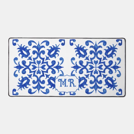 Portuguese Blue Tile Monogram  Bureaumat (Voorkant)