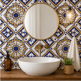 Portuguese Blue Yellow Mediterranean Floral Tegeltje