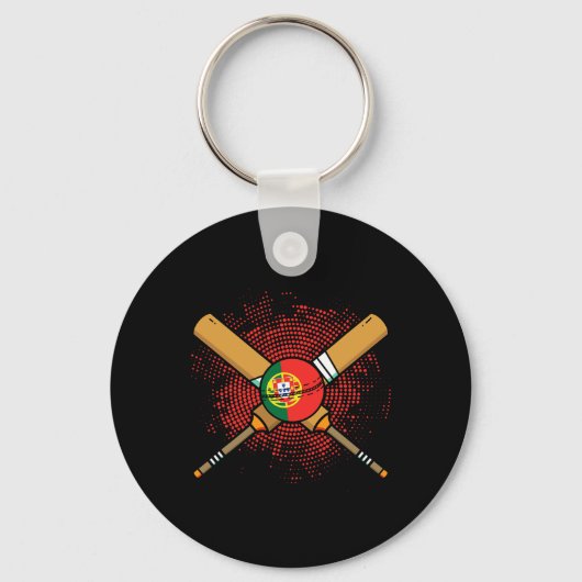 Portuguese Cricket Racket And Ll Flag Of Portugal  Sleutelhanger (Voorkant)