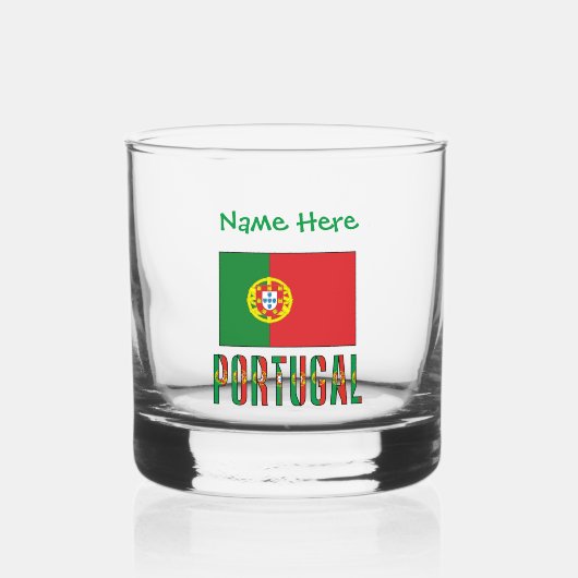 Portuguese Flag Green Personalized Whisky Glas (Voorkant)