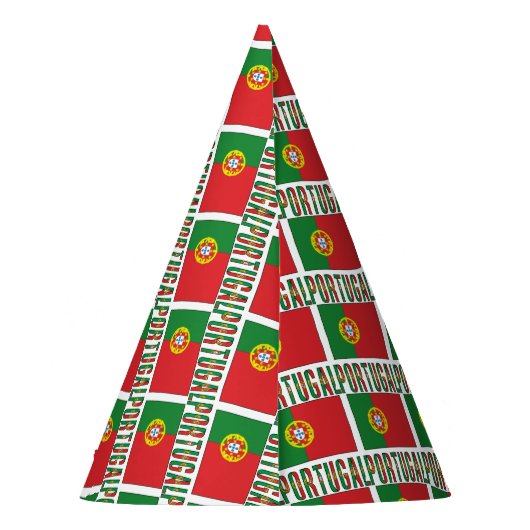 Portuguese Flag Tiled Personalized Paper Feesthoedjes (Achterkant)