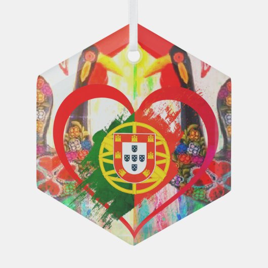 Portuguese folk art glas ornament (Voorkant)