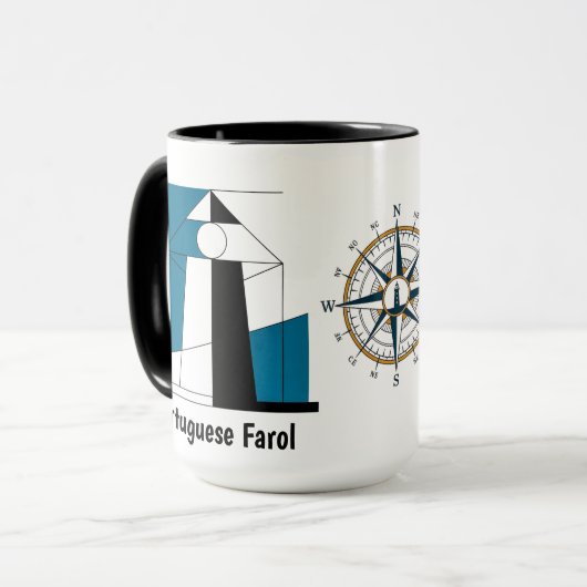 Portuguese Lighthouse Mug – Modern Farol Art Coffe Mok (Voorkant links)