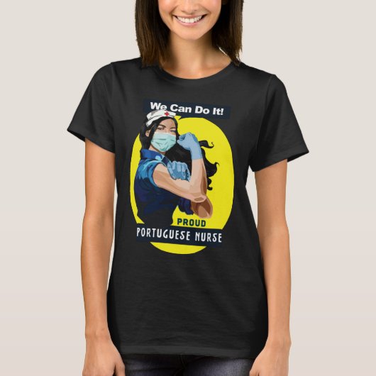 Portuguese Proud Frontline Worker Rosie Riveter Nu T-shirt (Voorkant)