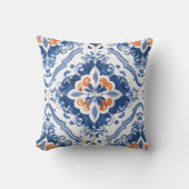 Portuguese Tile Pattern Blue White Orange Buitenkussen (Voorkant)