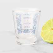 Portuguese Tiles Blue Mediterranean Wedding Shot Glas (Achterkant)