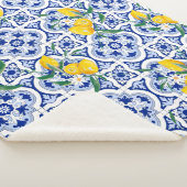 Portuguese tiles,lemons,fruit,summer art        sherpa deken (3/4)