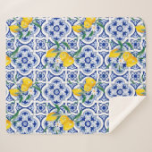 Portuguese tiles,lemons,fruit,summer art        sherpa deken (Voorkant (horizontaal))