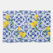 Portuguese tiles,lemons,fruits,summer art  theedoek (Horizontaal)