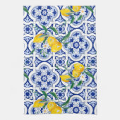 Portuguese tiles,lemons,fruits,summer art  theedoek (Verticaal)