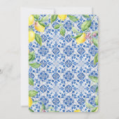 Portuguese Tiles Lemons Mediterranean Wedding Kaart (Achterkant)
