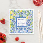 Portuguese Tiles Lemons Mediterranean Wedding Servet (Insitu)