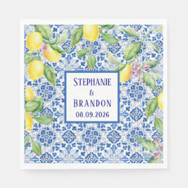 Portuguese Tiles Lemons Mediterranean Wedding Servet