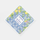 Portuguese Tiles Lemons Mediterranean Wedding Servet (Hoek)