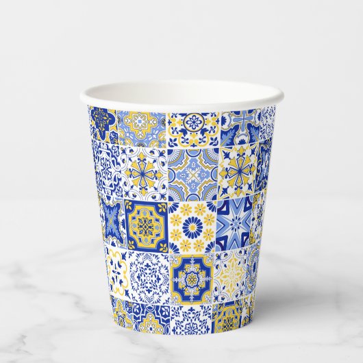 Portuguese Tiles Pattern Papieren Bekers (Achterkant)