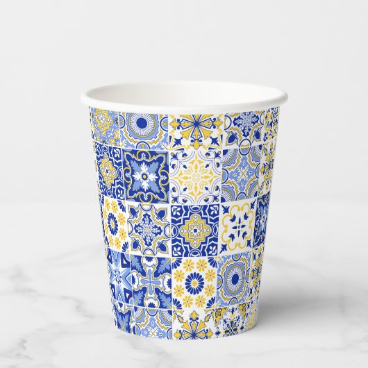 Portuguese Tiles Pattern Papieren Bekers (Achterkant)