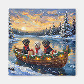 Portuguese Water Dog Christmas Boat Holiday Magneet (Voorkant)