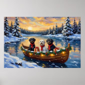Portuguese Water Dog Christmas Boat Holiday Poster (Voorkant)