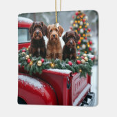 Portuguese Water Dog Christmas Red Truck Holiday Keramisch Ornament (Links)