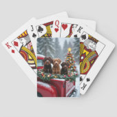 Portuguese Water Dog Christmas Red Truck Holiday Pokerkaarten (Achterkant)