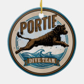Portuguese Water Dog - Dive Team Keramisch Ornament (Achterkant)