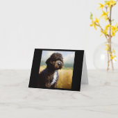 Portuguese Water Dog Kaart (Gele Bloem)