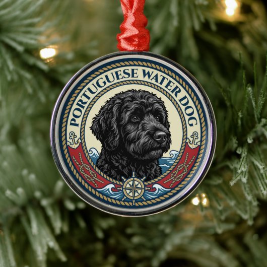 Portuguese Water Dog - Portie Metalen Ornament (Boom)