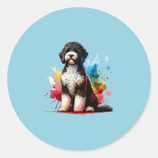 Portuguese Water Dog Ronde Sticker (Voorkant)