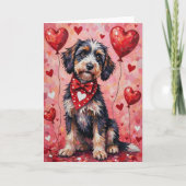 Portuguese Water Dog Valentine’s Day with Hearts Kaart (Voorkant)