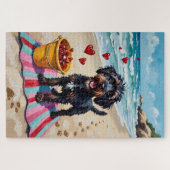 Portuguese Water Dog Valentine's Day Beach Hearts Legpuzzel (Horizontaal)